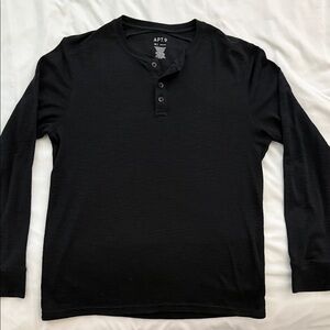 Apt. 9 Men's Black Long Sleeve Henley